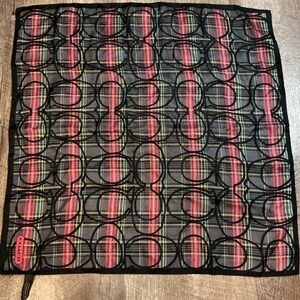 Coach Tartan Plaid Signature Logo 100% Silk Scarf Square